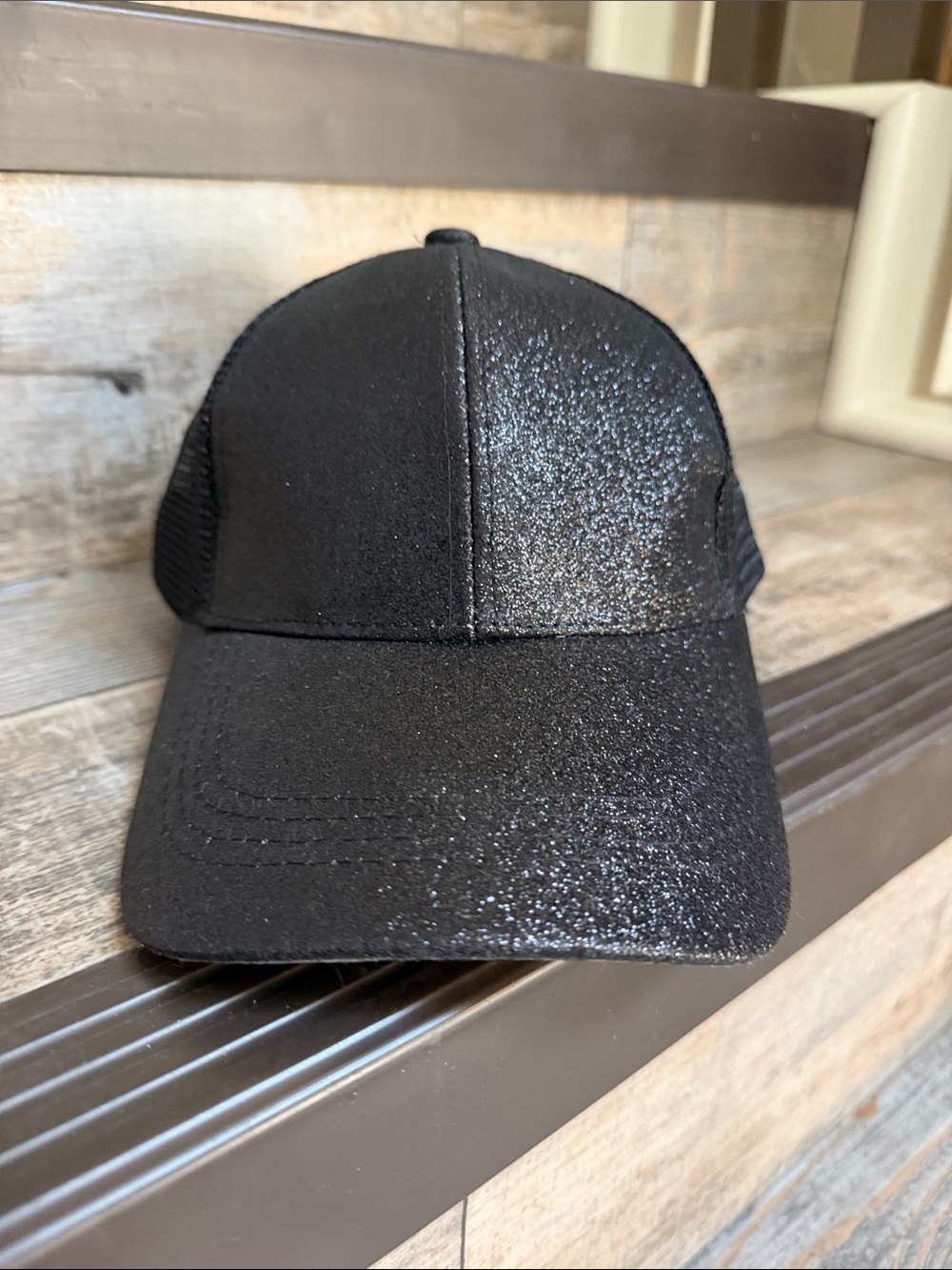 NWOT CC Kid's Shimmer Glitter Black Ponytail Trucker Hat